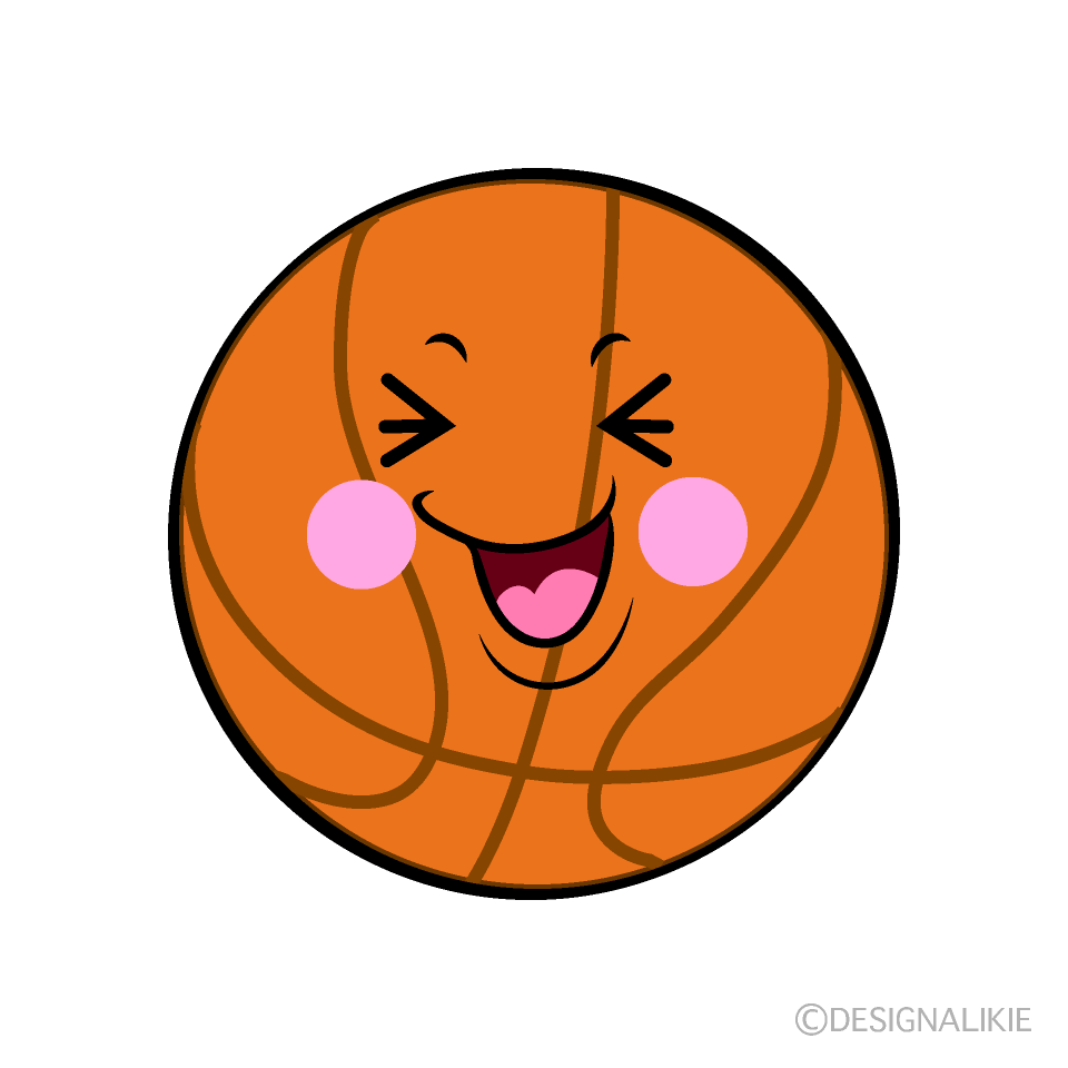 かわいい笑うバスケットボールイラスト