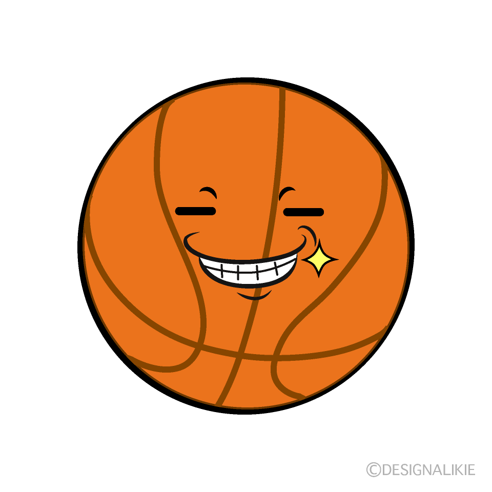 かわいいニヤリとするバスケットボールイラスト