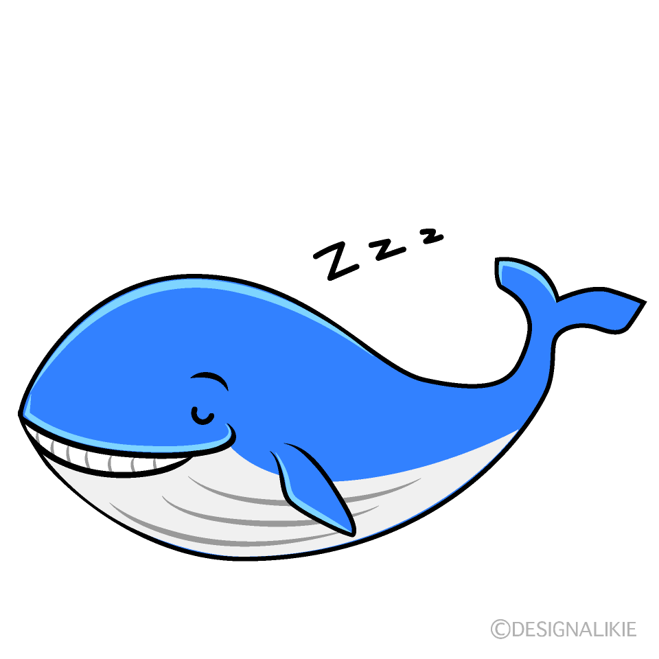 Cute Sleeping Blue Whale Clipart