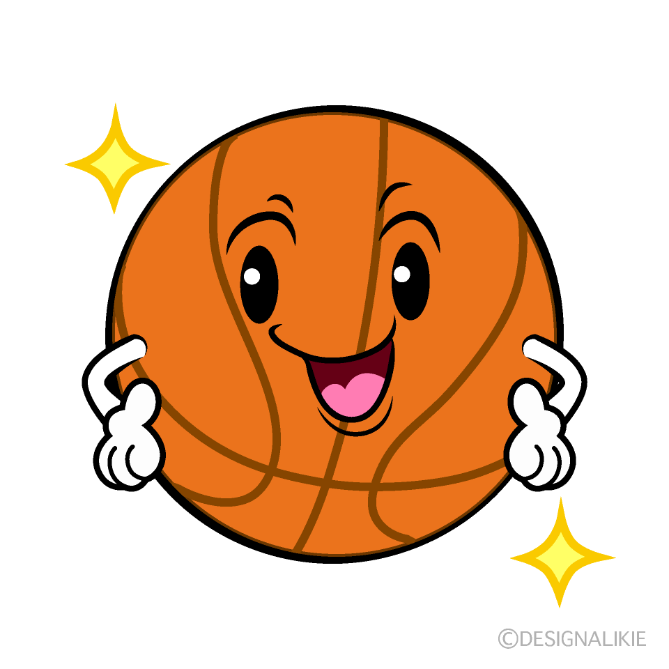 かわいい自信満々のバスケットボールイラスト