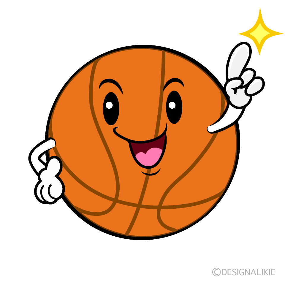 かわいい指差しバスケットボールイラスト