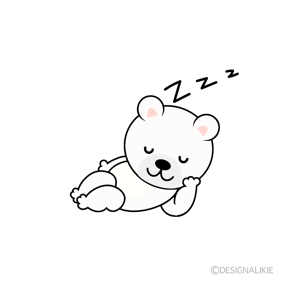 かわいい寝るシロクマイラスト