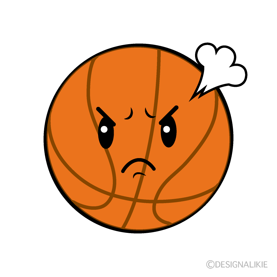 かわいい怒るバスケットボールイラスト