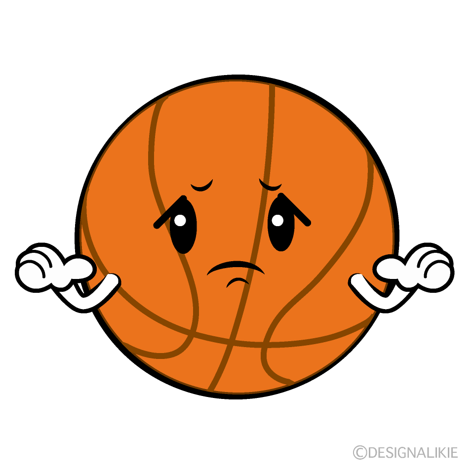 かわいい困るバスケットボールイラスト