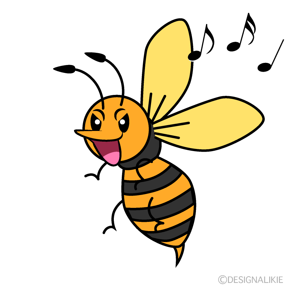 かわいい歌うスズメバチイラスト