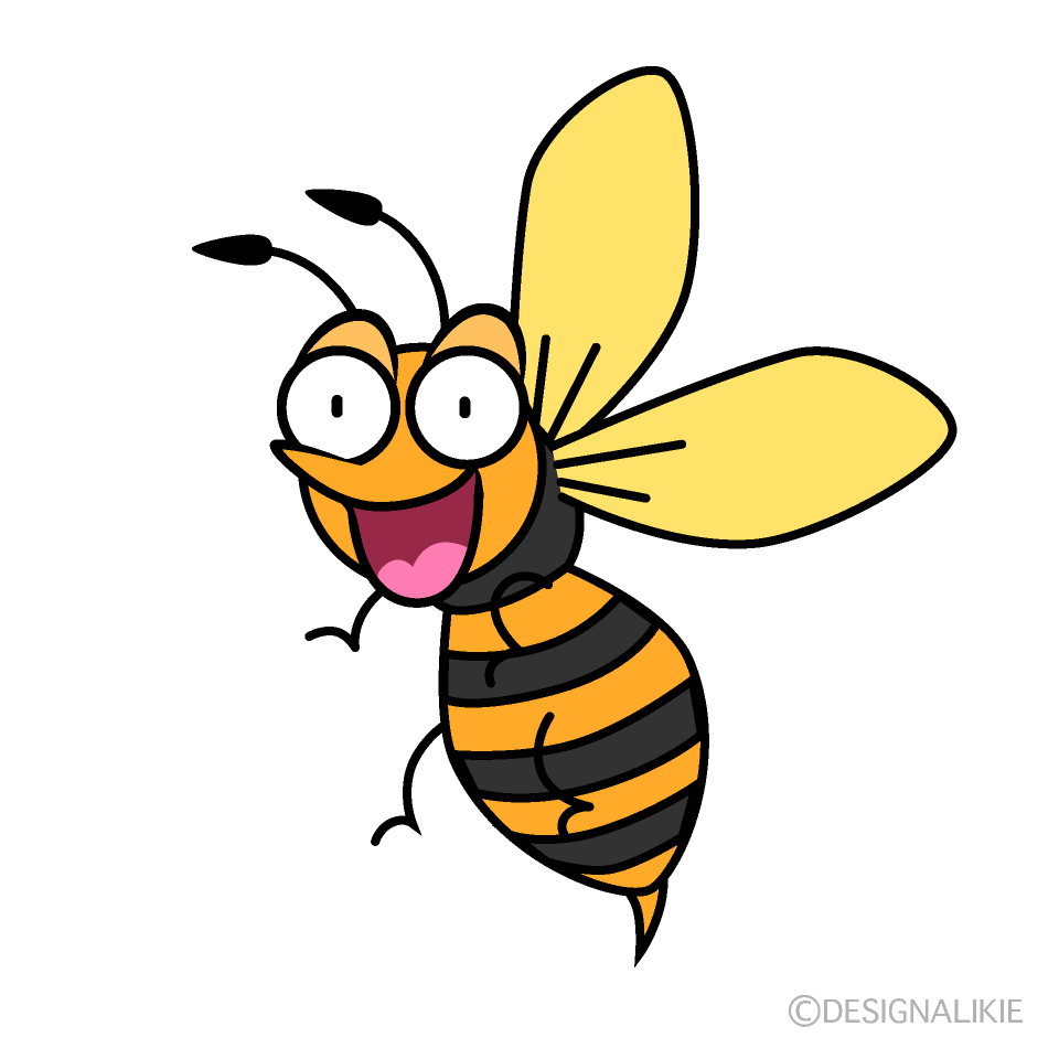 かわいい驚くスズメバチイラスト