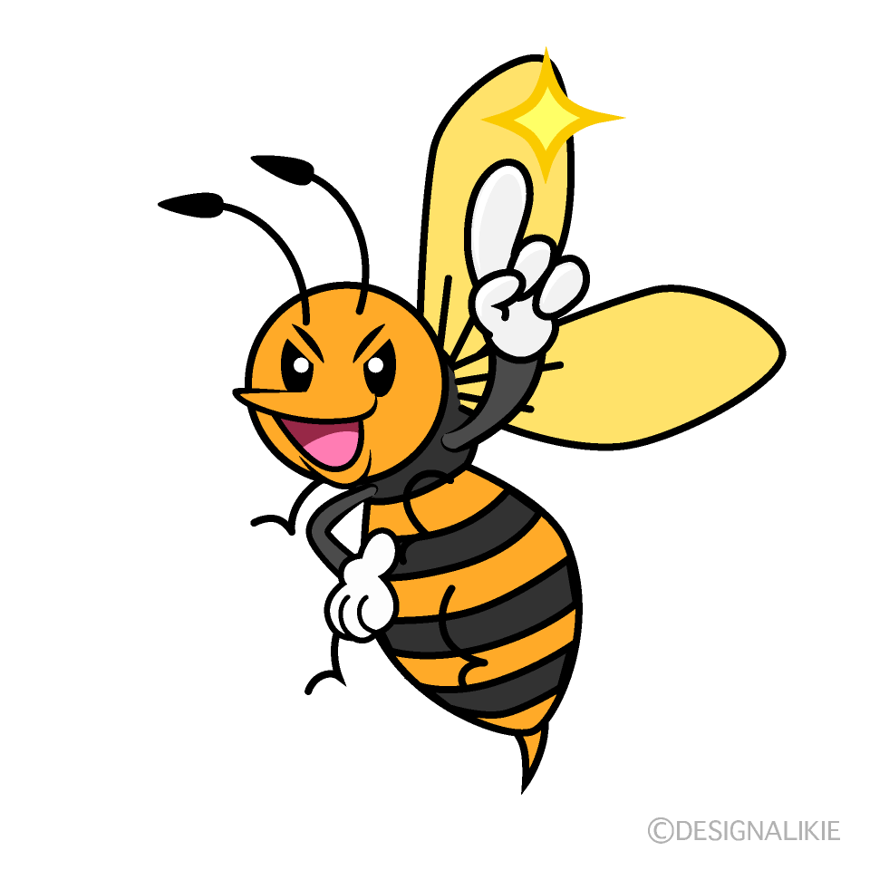 かわいい指差しするスズメバチイラスト