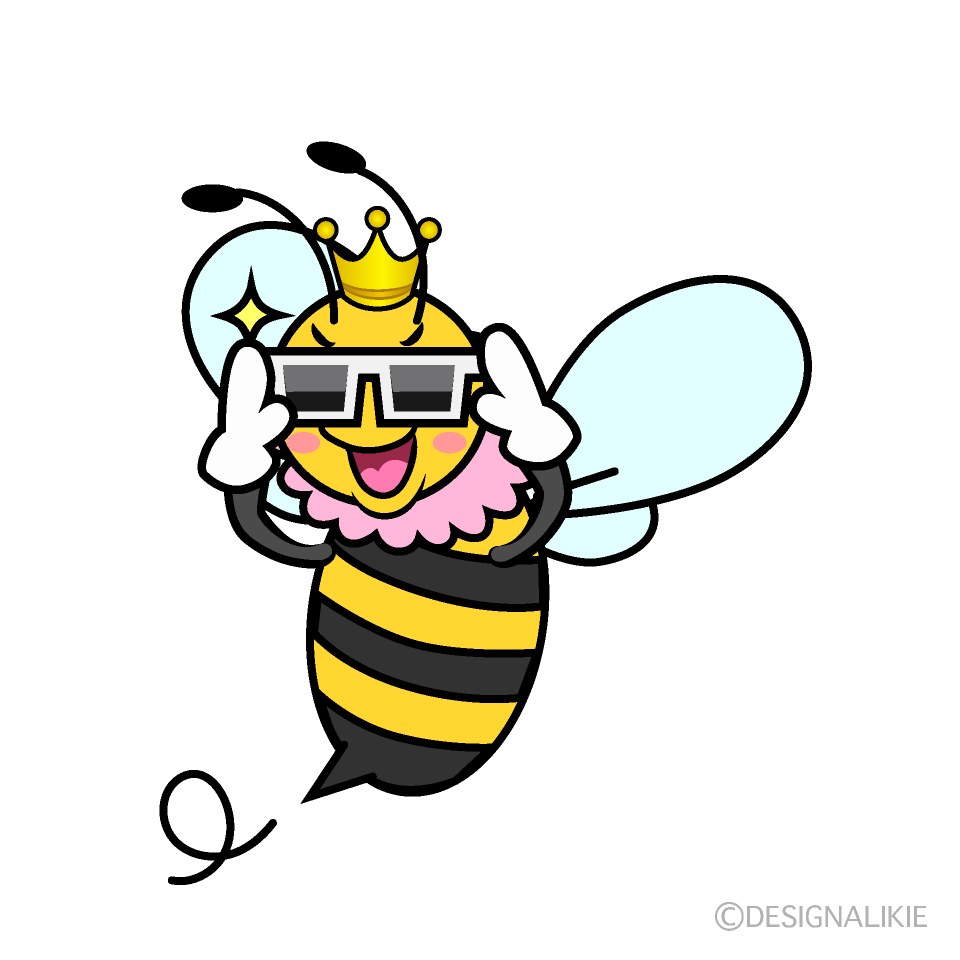 かわいいサングラスのメス蜂イラスト