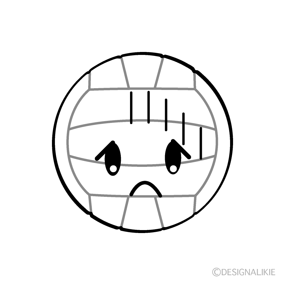 Cute Depressed Volleyball Clipart
