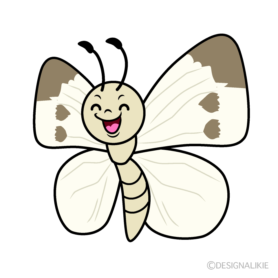 かわいい笑顔のモンシロチョウイラスト