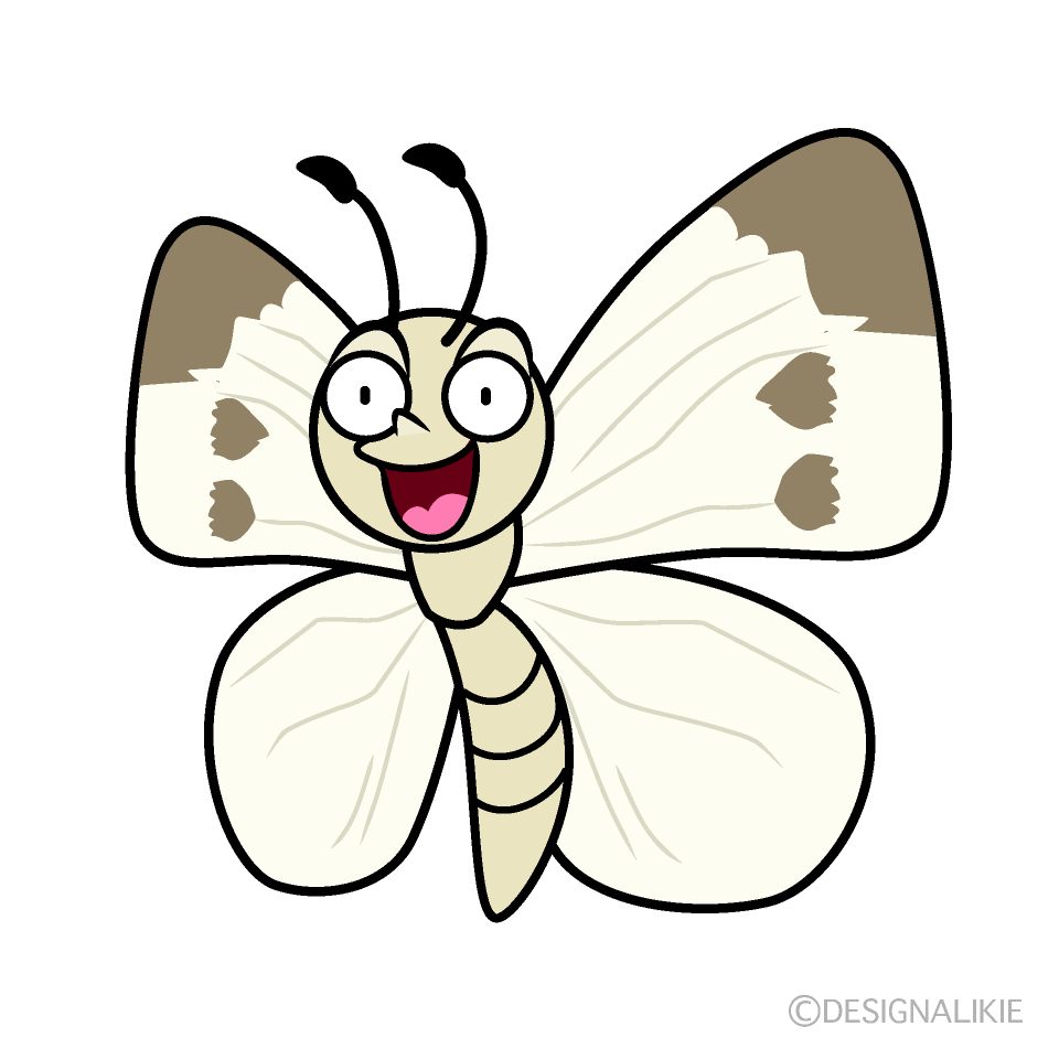 かわいい驚くモンシロチョウイラスト