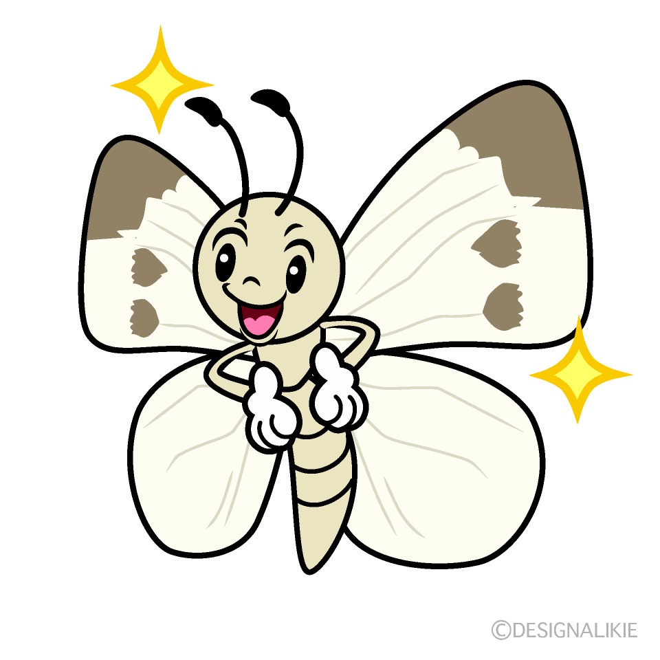 かわいいポーズするモンシロチョウイラスト