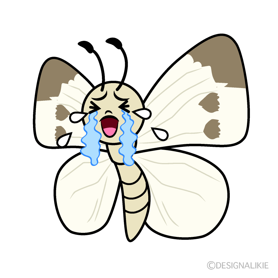 かわいい泣くモンシロチョウイラスト