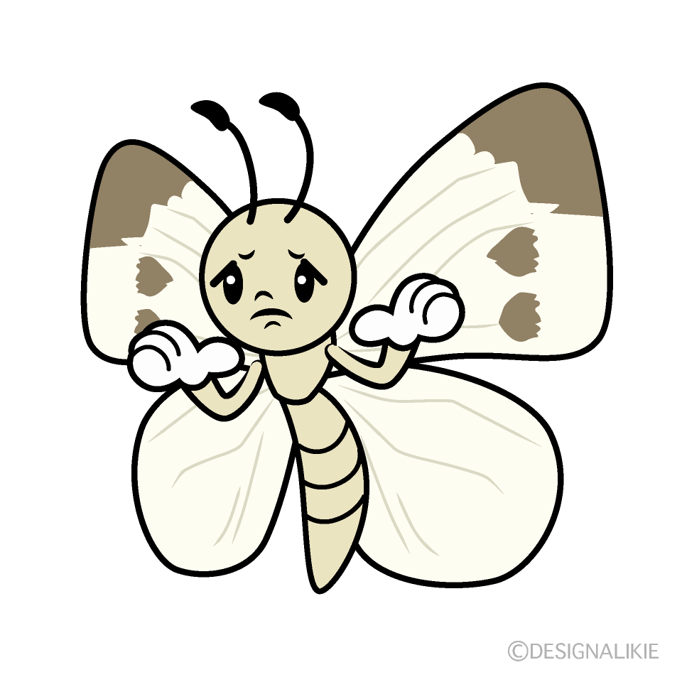 かわいい困るモンシロチョウイラスト