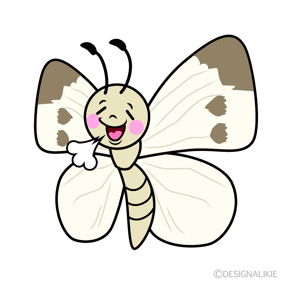 かわいいほっとするモンシロチョウイラスト