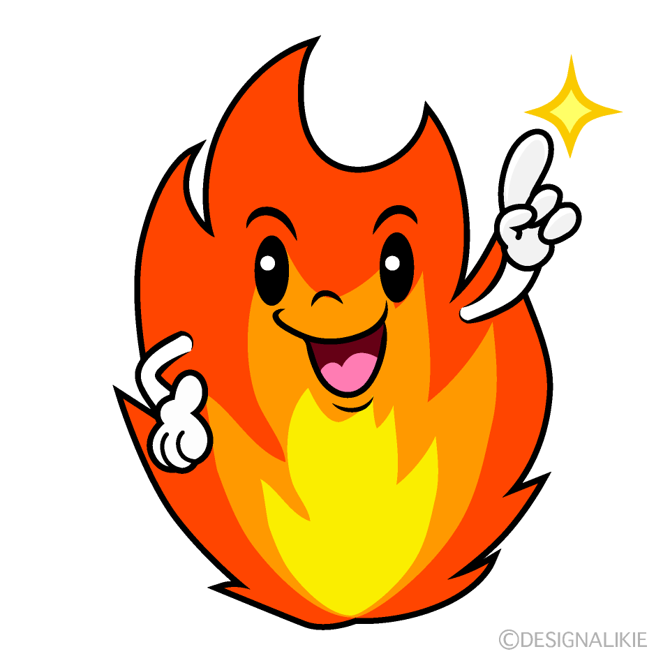 かわいい指差しする炎イラスト
