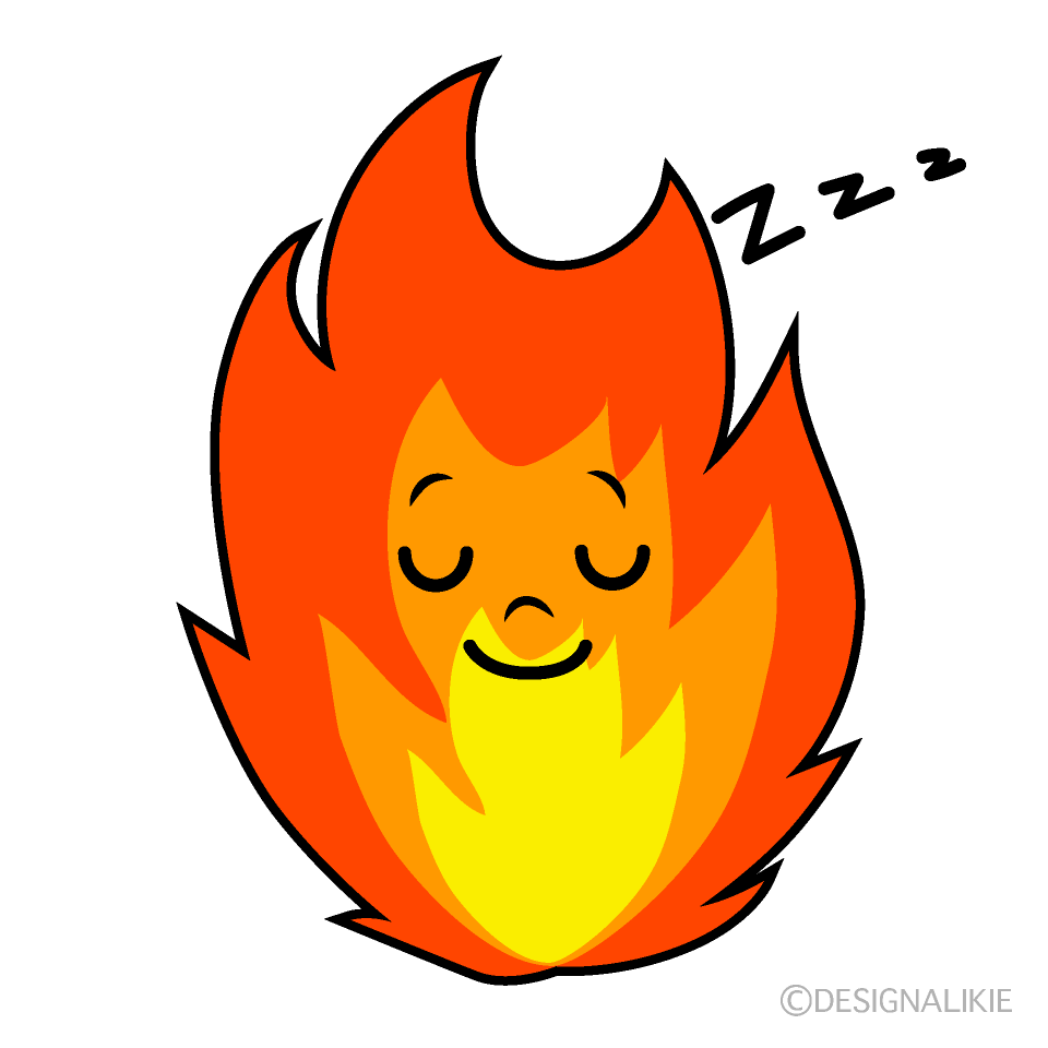 かわいい寝る炎イラスト