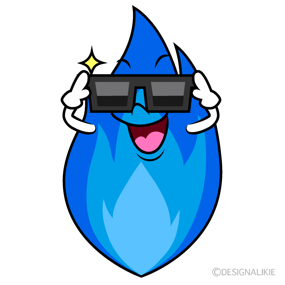 かわいいサングラスのガス火イラスト