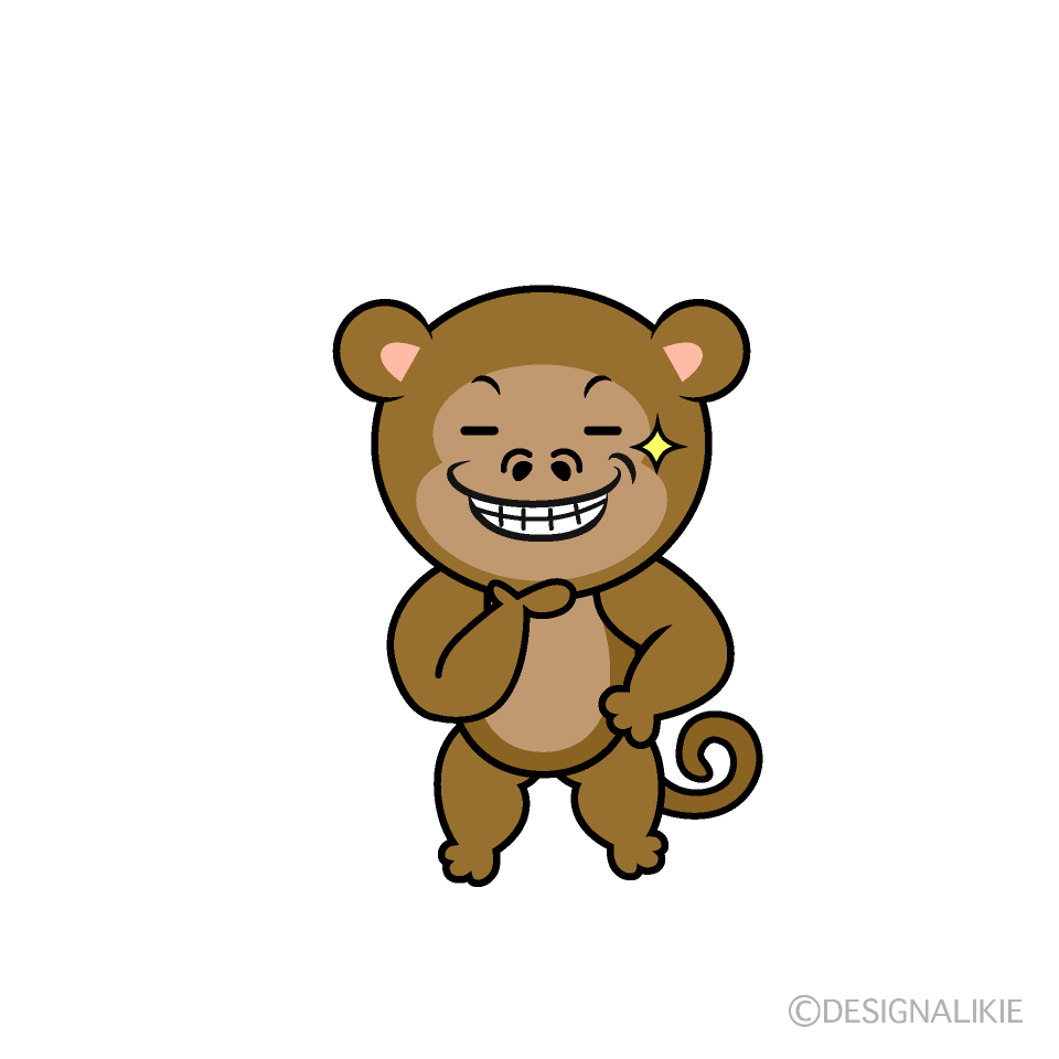 かわいいニヤリとするサルイラスト