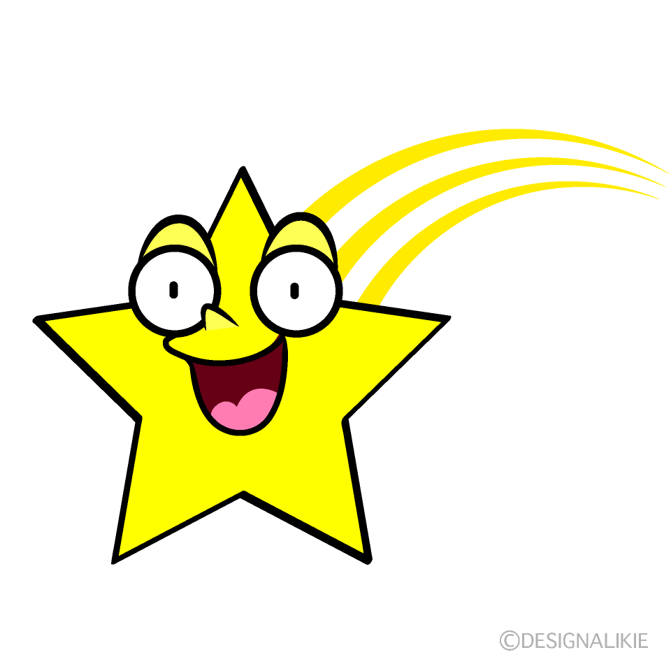 かわいい驚く流れ星イラスト