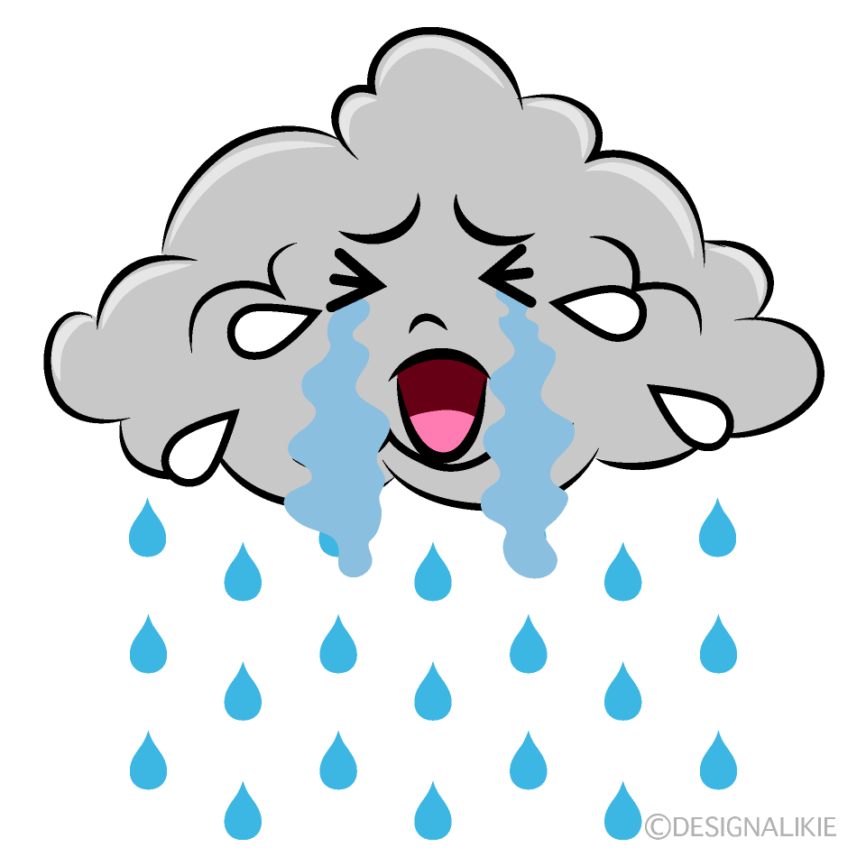 かわいい泣く雨雲イラスト
