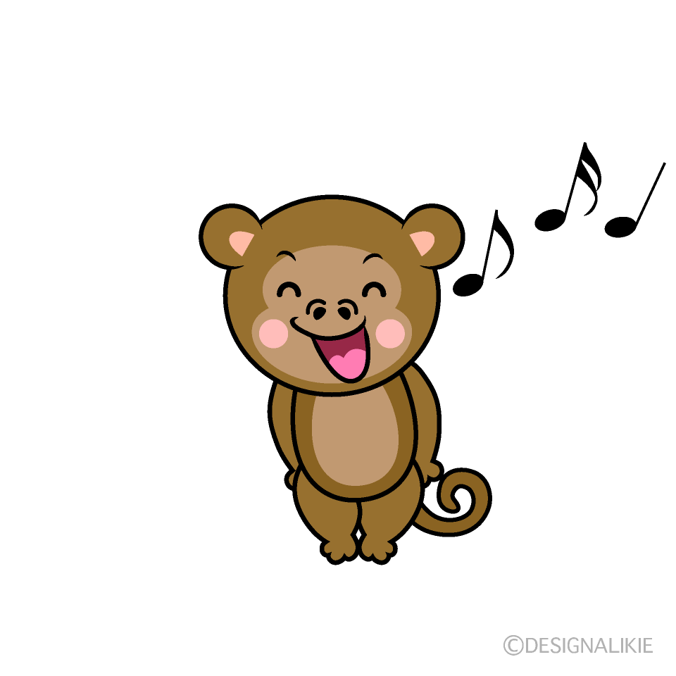 かわいい歌うサルイラスト