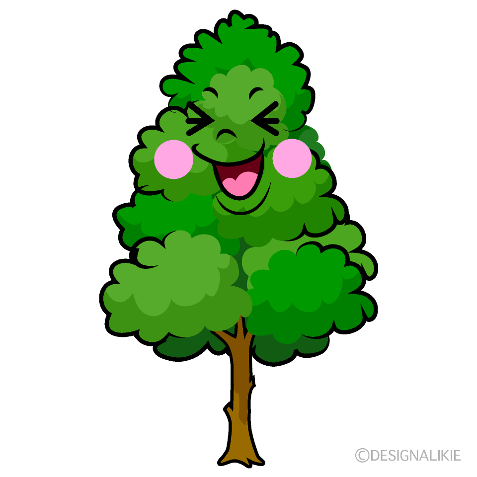 かわいい笑う高い木イラスト