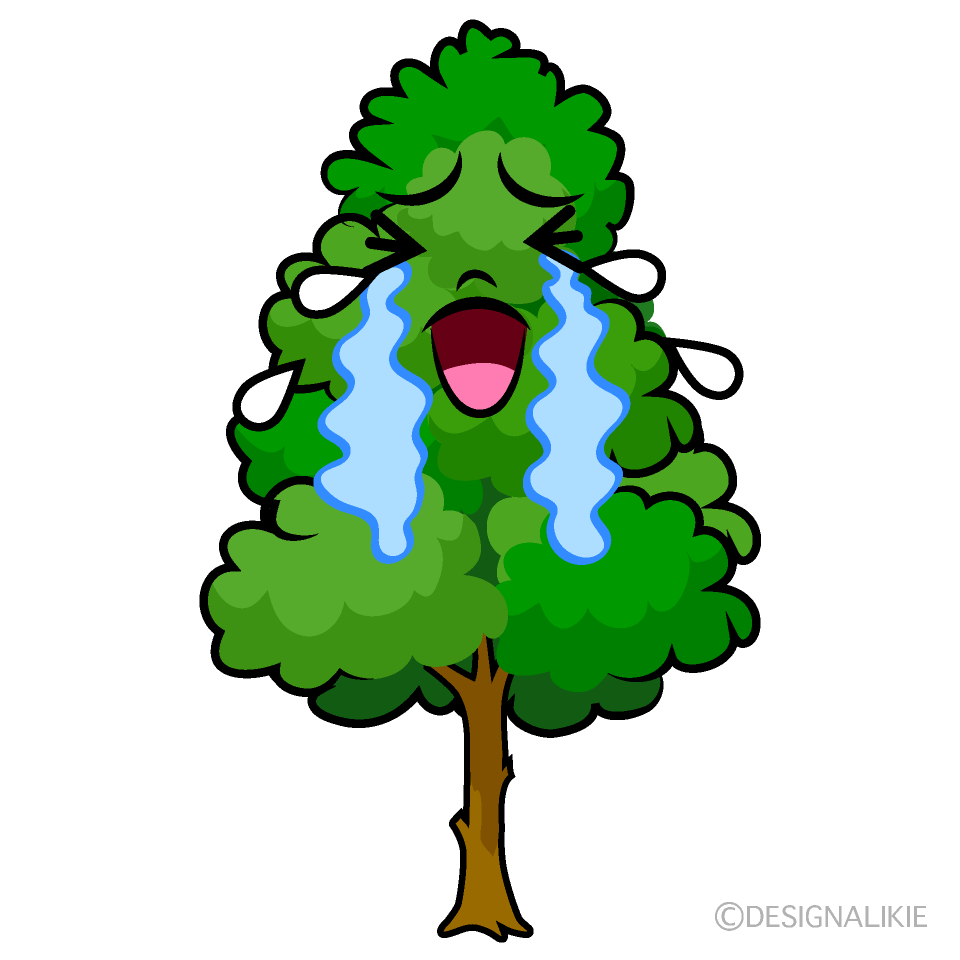 かわいい泣く高い木イラスト