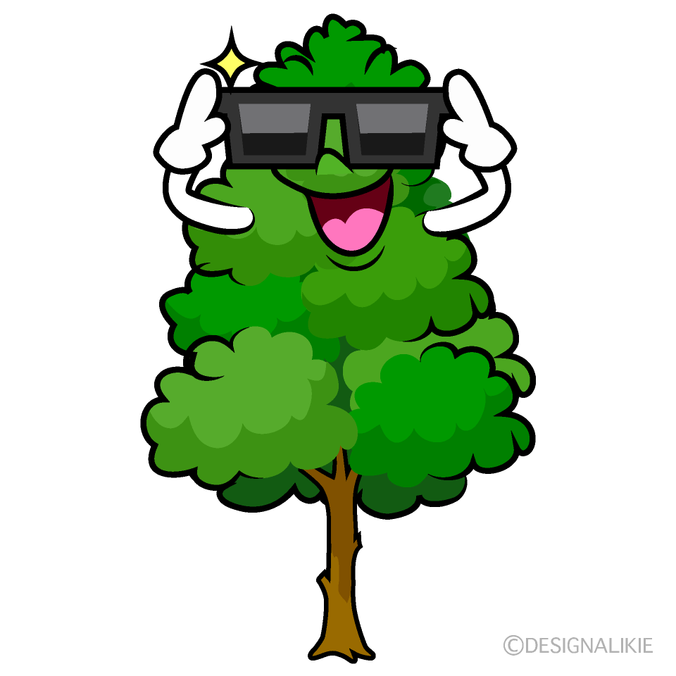 かわいいサングラスの高い木イラスト