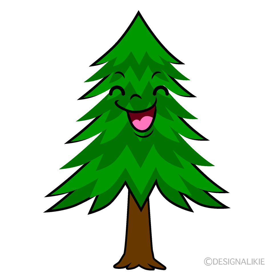 かわいい笑顔の針葉樹イラスト