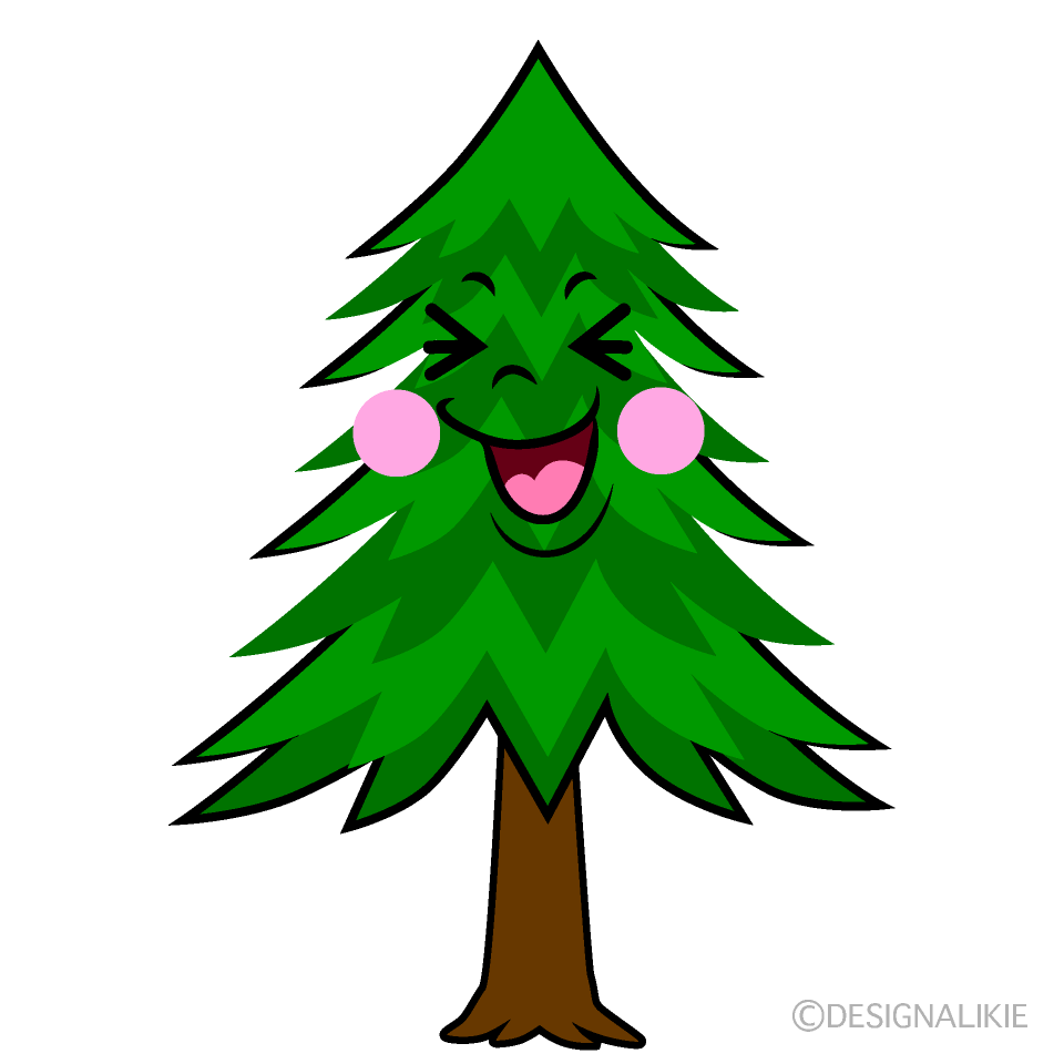 かわいい笑う針葉樹イラスト