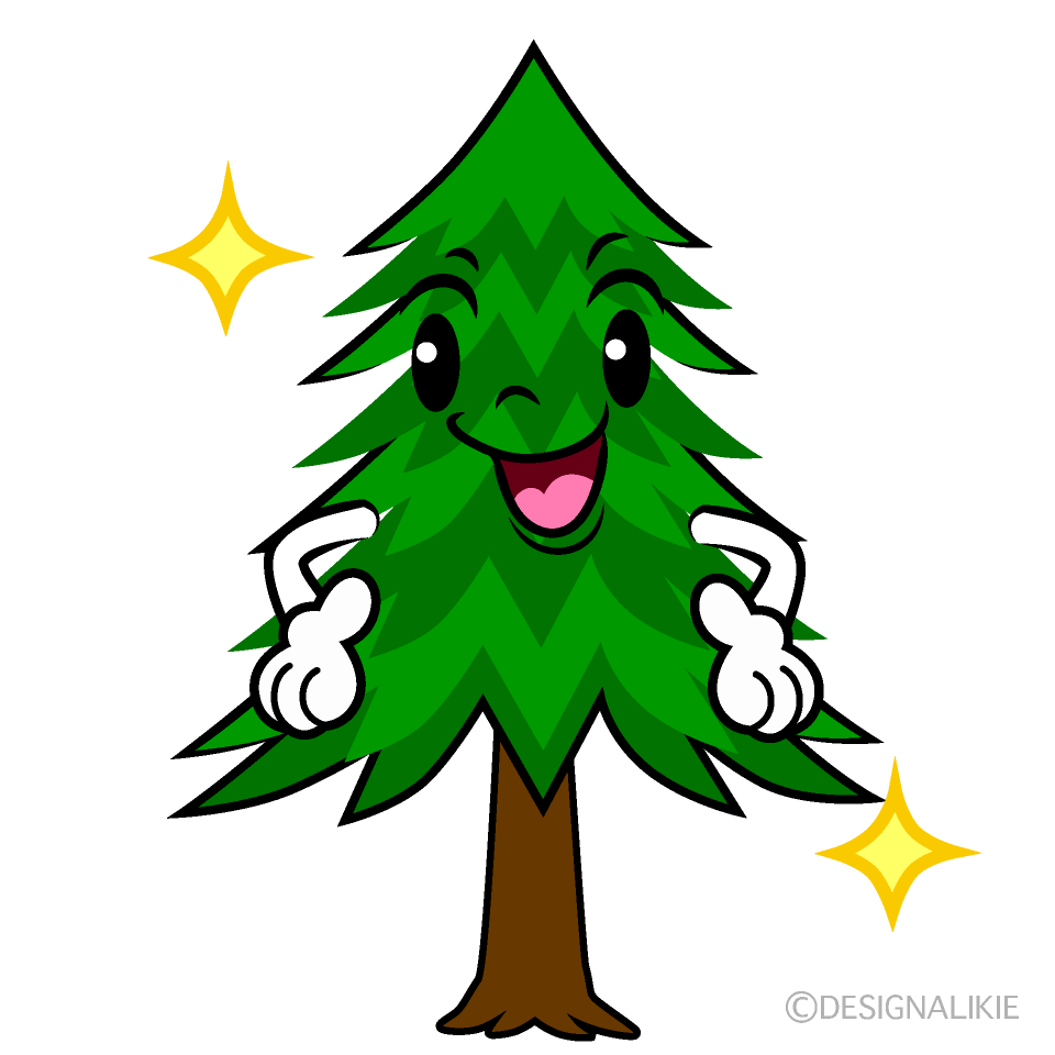 かわいいポーズする針葉樹イラスト