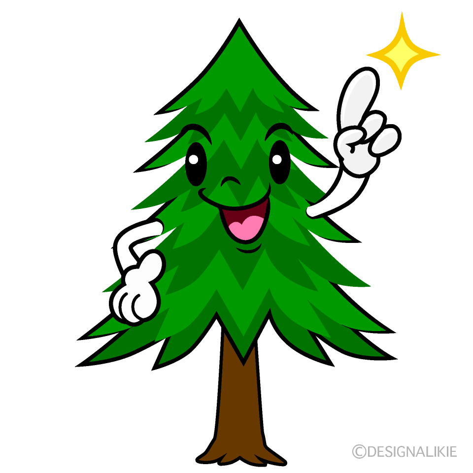 かわいい指差しする針葉樹イラスト