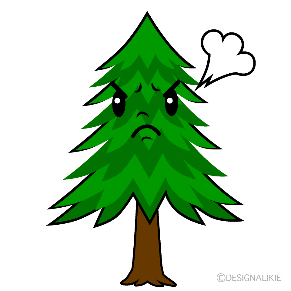 かわいい怒る針葉樹イラスト