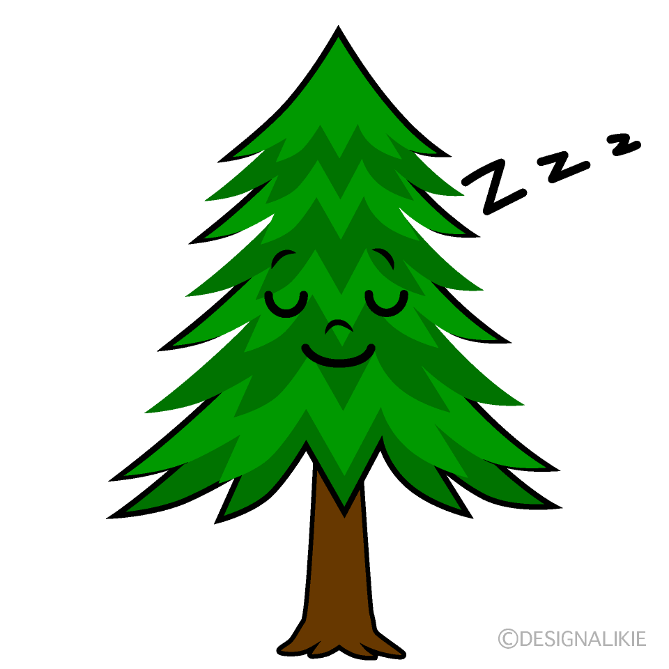 かわいい寝る針葉樹イラスト