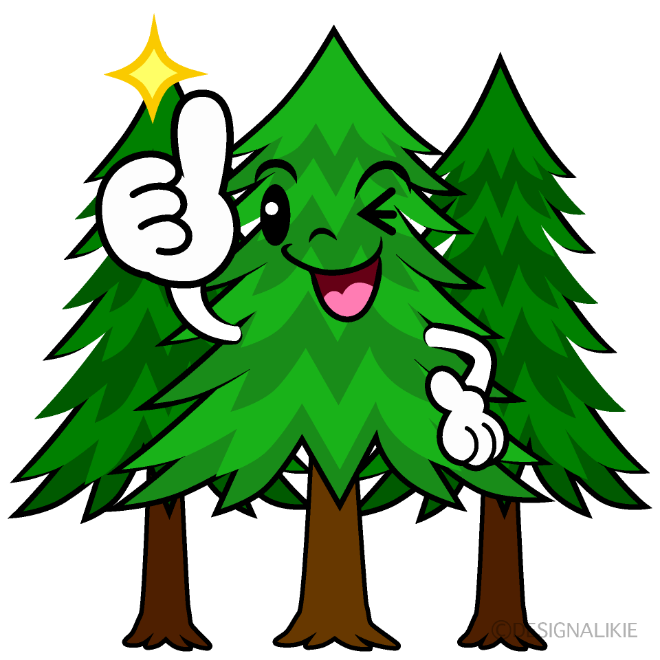 かわいいいいねする森林イラスト