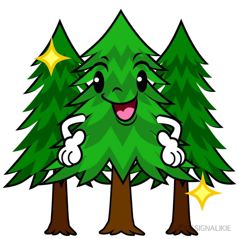 かわいいポーズする森林イラスト