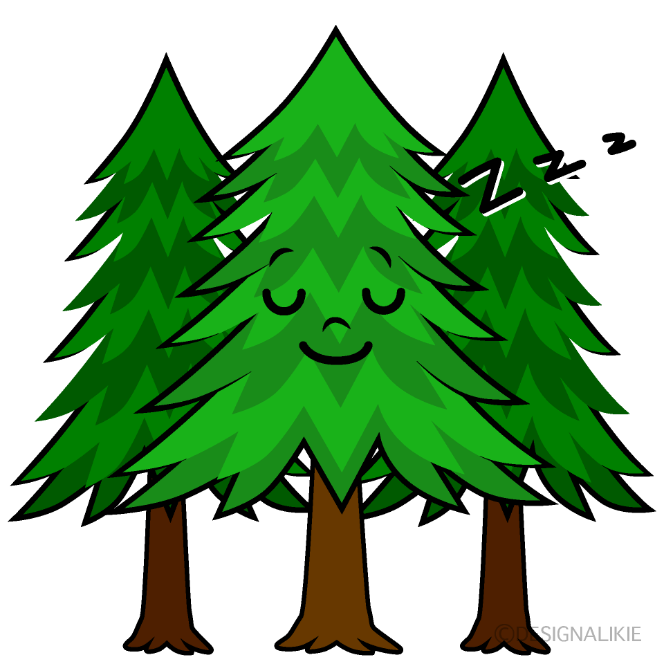 かわいい寝る森林イラスト