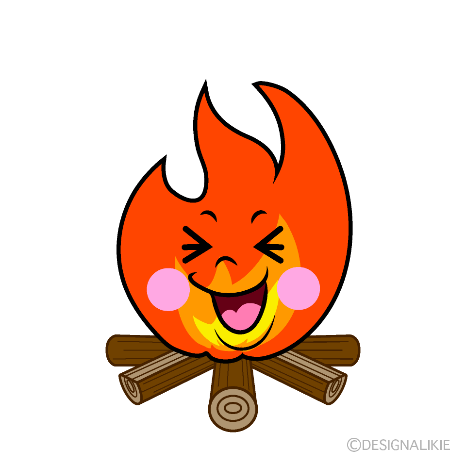 かわいい笑う焚き火イラスト