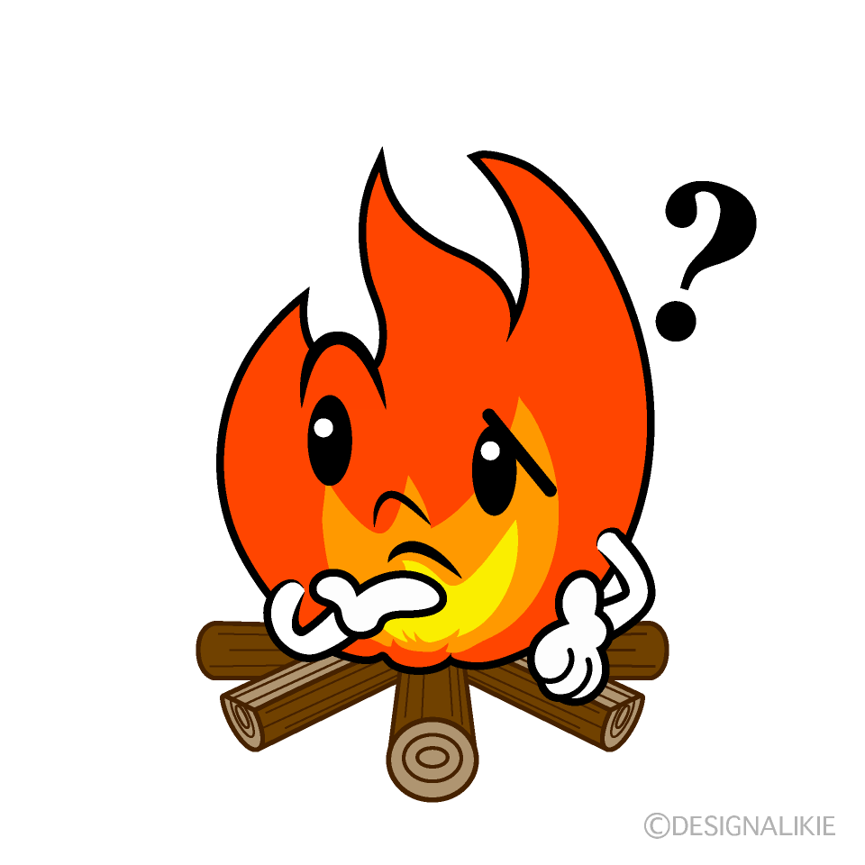 かわいい考える焚き火イラスト