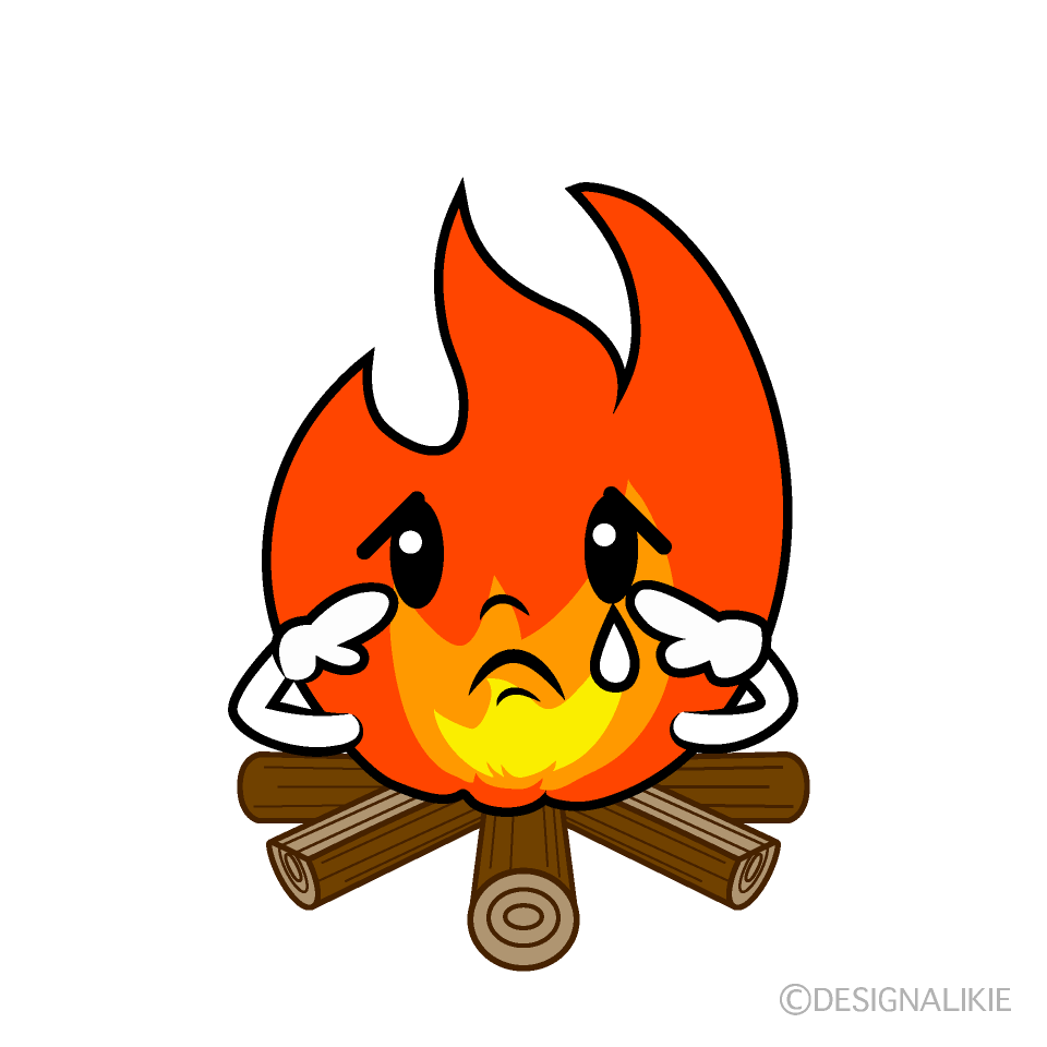 かわいい悲しい焚き火イラスト