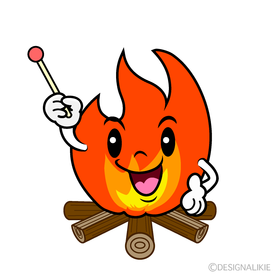 かわいい説明する焚き火イラスト