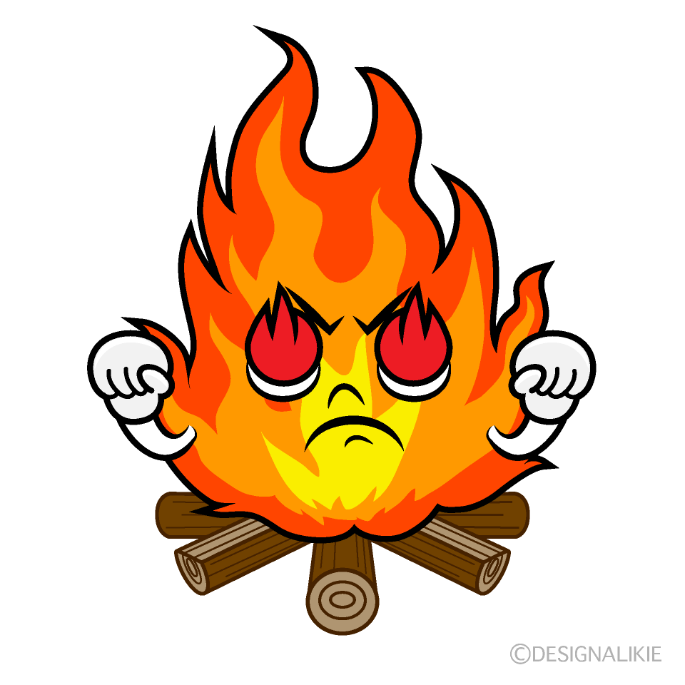 かわいい熱意の焚き火イラスト