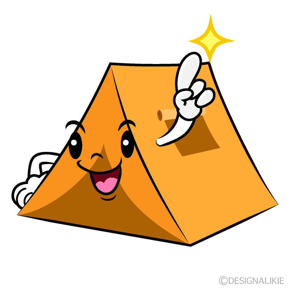 かわいい指差しするテントイラスト
