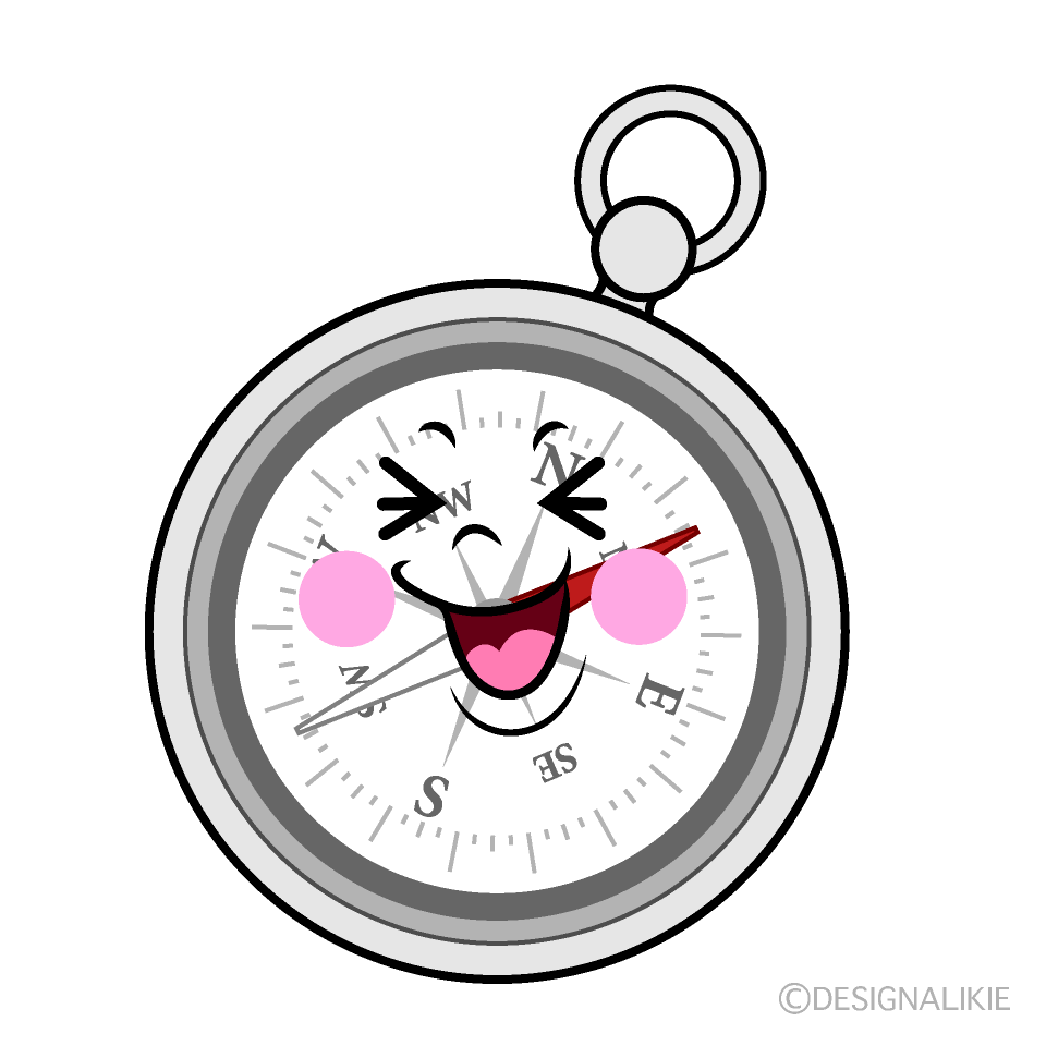 かわいい笑う方位磁針イラスト