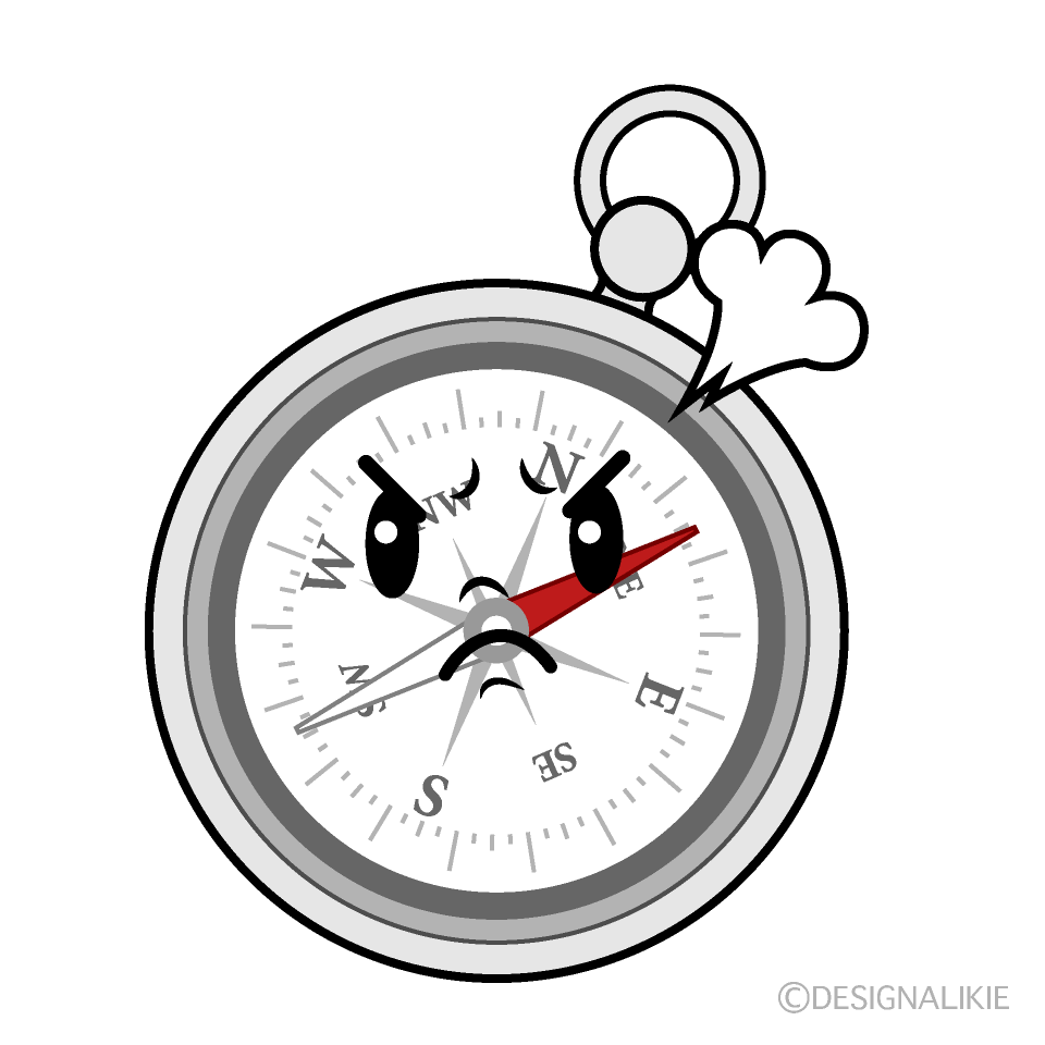 かわいい怒る方位磁針イラスト