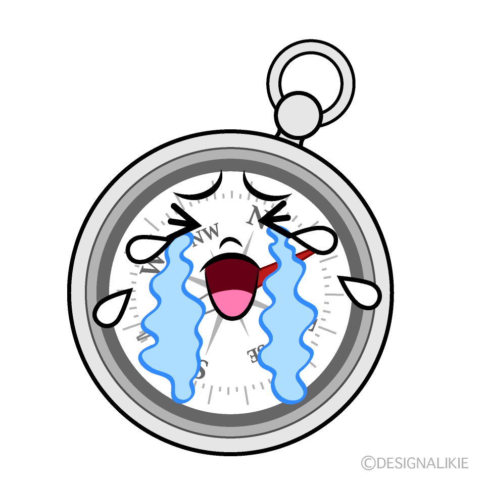 かわいい泣く方位磁針イラスト