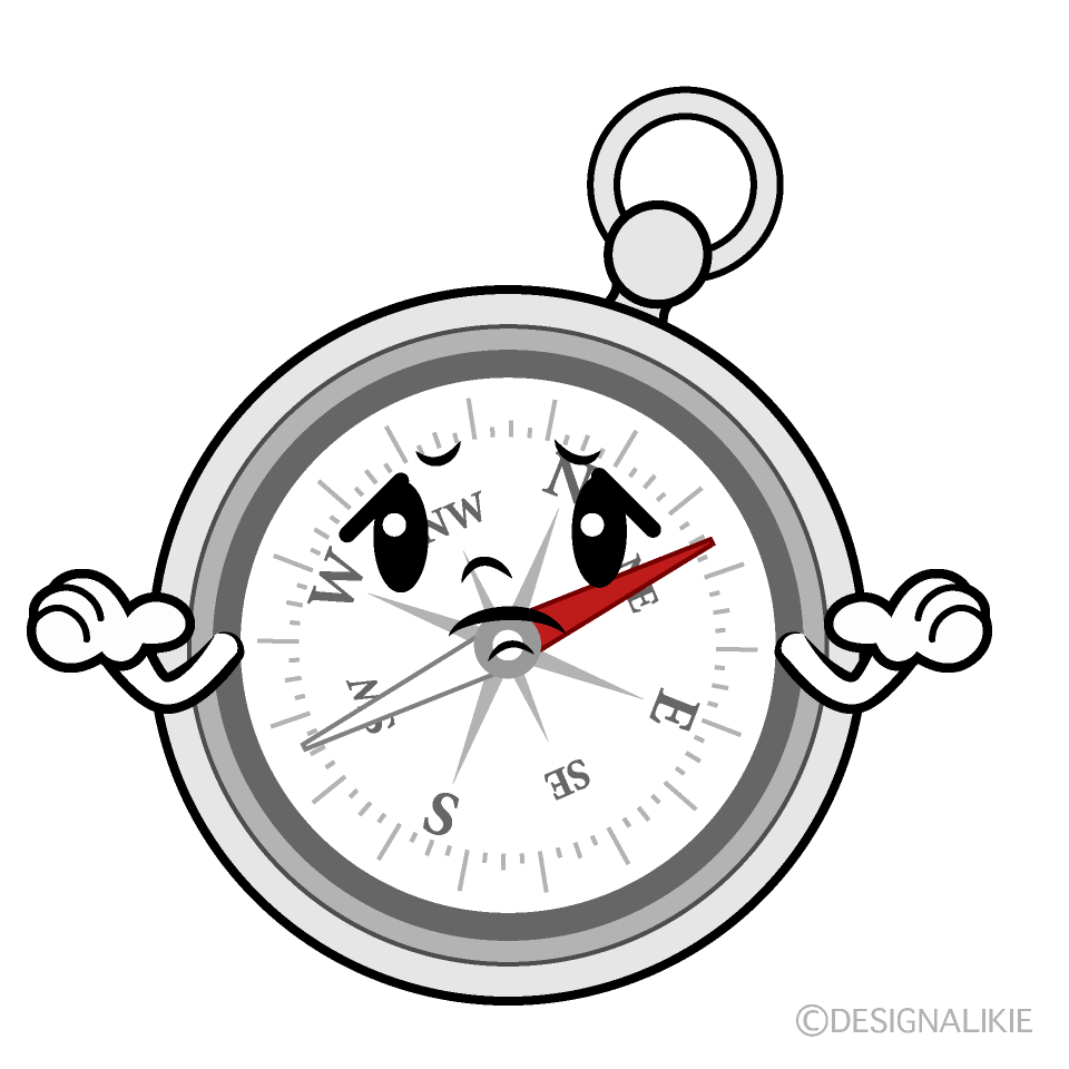 かわいい困る方位磁針イラスト