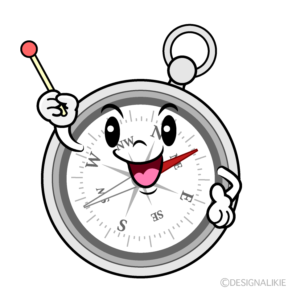 かわいい説明する方位磁針イラスト