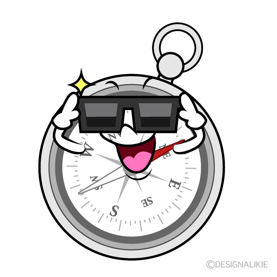 かわいいサングラスの方位磁針イラスト